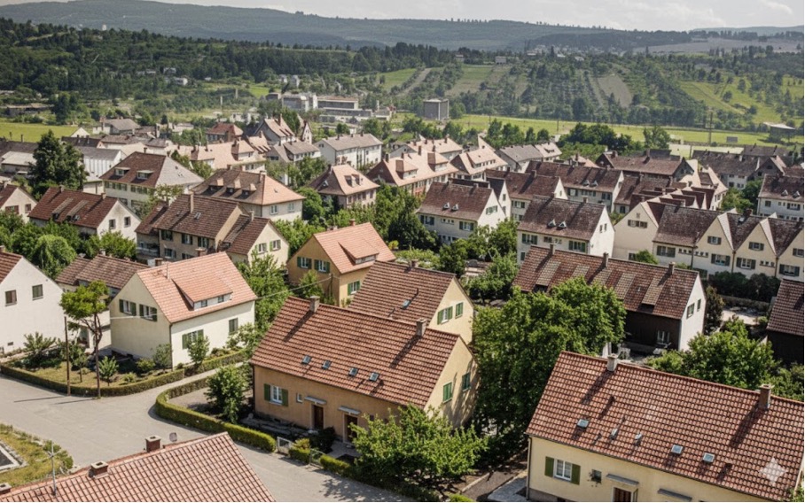 Arlinger 1958 in Pforzheim - Luftbild des Stadtteils